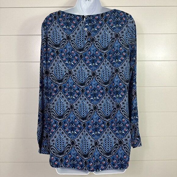 LOFT Pattern Long Sleeve Blouse Shirt Blue sz XS - Picture 4 of 6